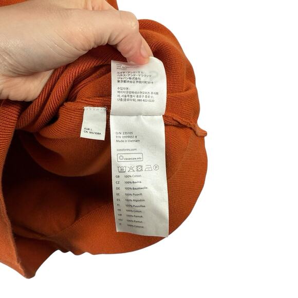 COS Relaxed Polo Sweater Orange 100% Cotton Preppy Capsole Office Womens Large - Picture 5 of 6